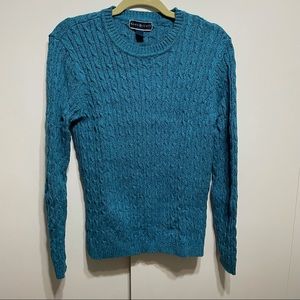 EUC Karen Scott Teal cable knit large sweater